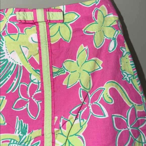 Vintage Lilly Pulitzer cotton skort pink/green Hula Monkey or Ukulele print. - Picture 6 of 8